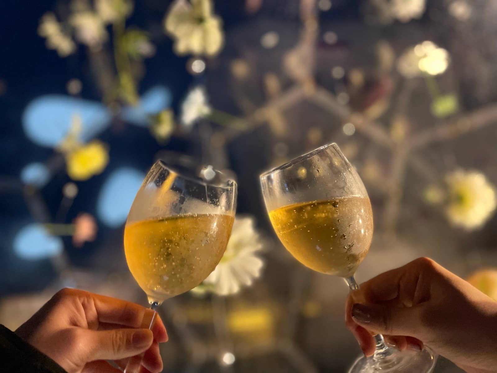 クリアドームでシャンパン乾杯